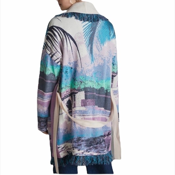 Anthropologie Moira Fringed Cardigan Small Petite - Picture 3 of 8